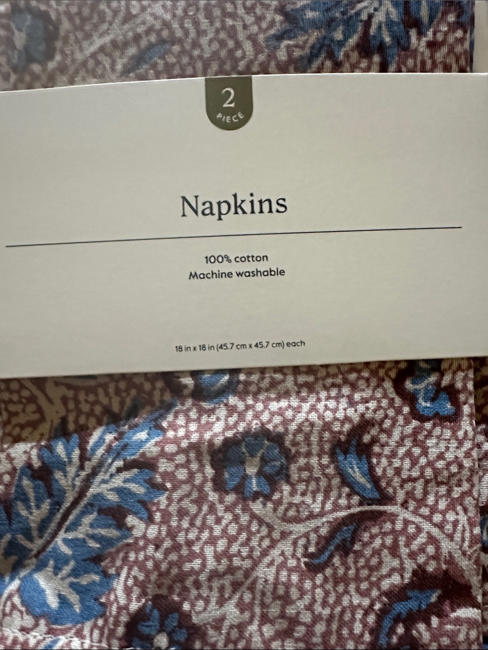 Cotton Floral Napkins in Blue and Brown - Pack of 2